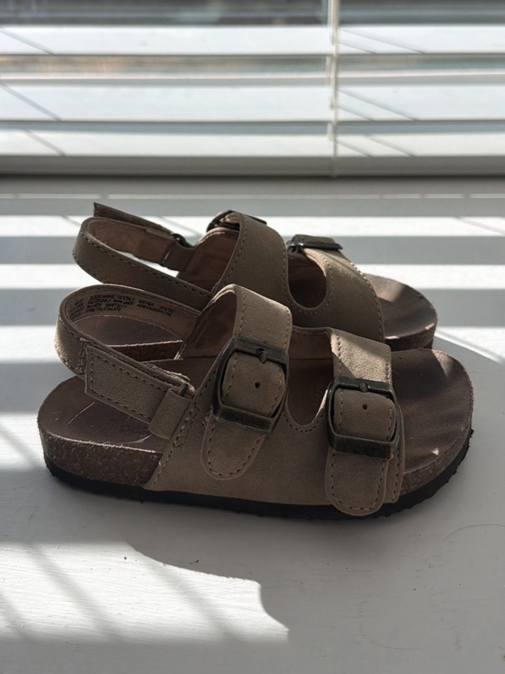 Adjustable Double-Buckle Kids Sandals in Tan